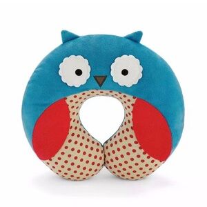 Skip Hop Zoo Owl Travel Neck Pillow Plush Blue Red Kids